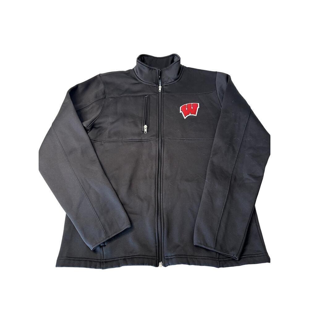 Wisconsin Badgers Jacket Size Medium Men's Black Full zip Softshell
